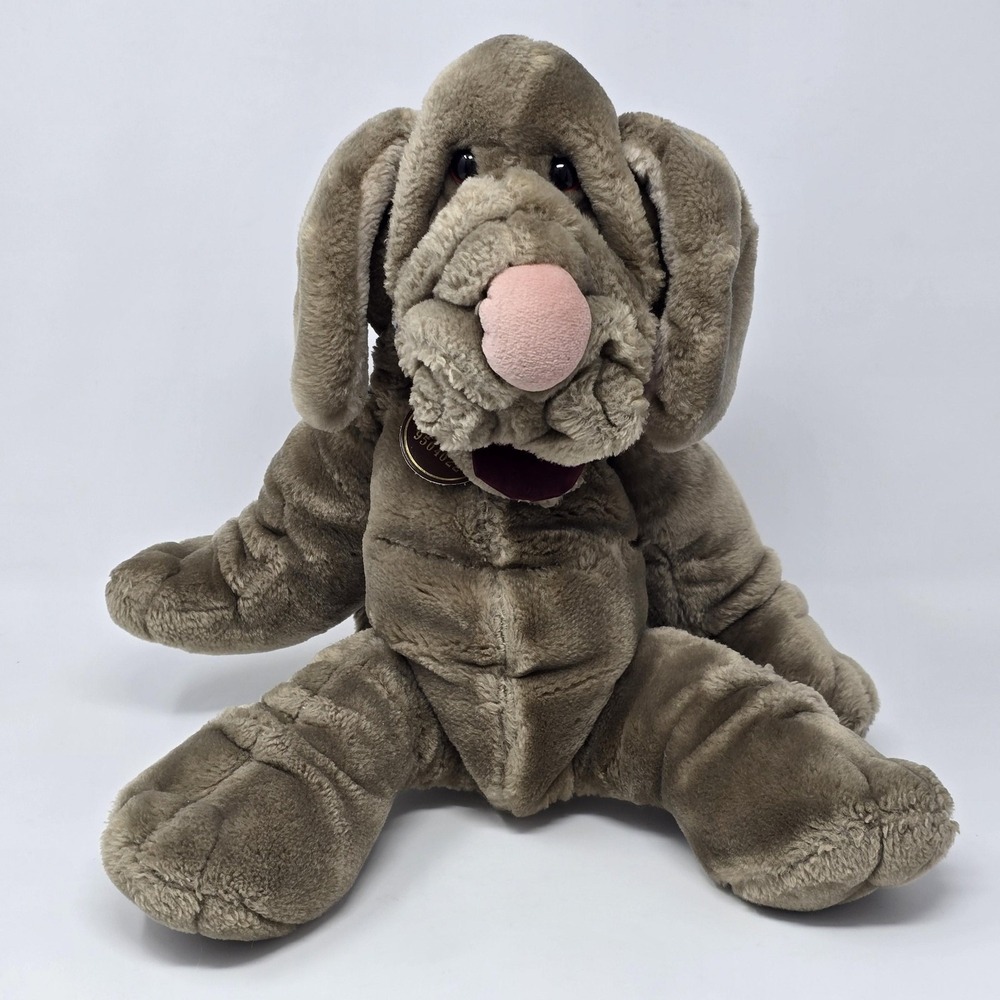 Vintage Wrinkles Ganzbros Brown Dog Hand‎ Puppet Plush Stuffed Animal Toy 1981